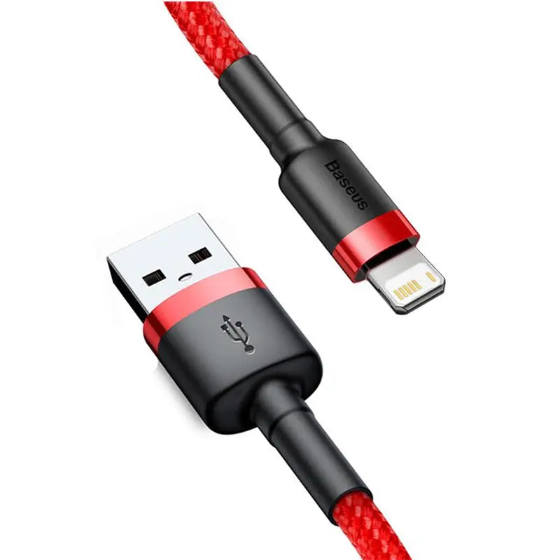 Baseus Cafule Lightning Cable USB 2.4A Charge - product variant red front angled view - b.savvi