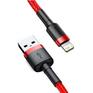 Baseus Cafule Lightning Cable USB 2.4A Charge - product variant red front angled view - b.savvi