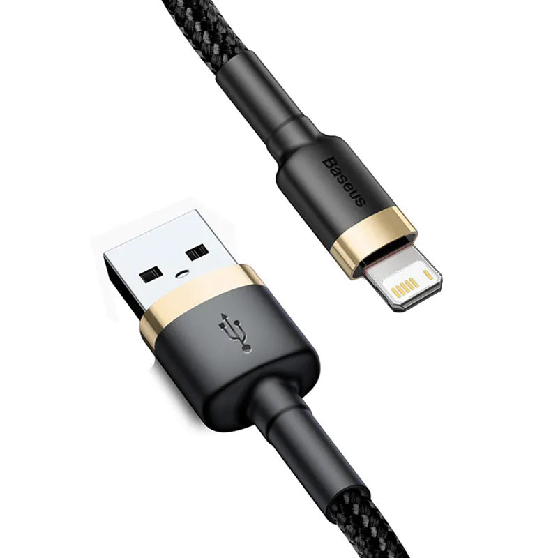 Baseus Cafule Lightning Cable USB 2.4A Charge - product variant black gold front angled view - b.savvi
