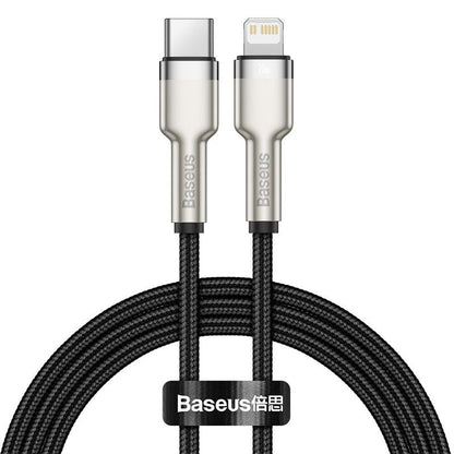 Baseus Cafule Metal PD 20W USB C to Lightning Cable Fast Charging - product variant black front - b.savvi