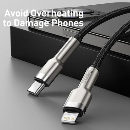 Baseus Cafule Metal PD 20W USB C to Lightning Cable Fast Charging - product details avoid overheating - b.savvi