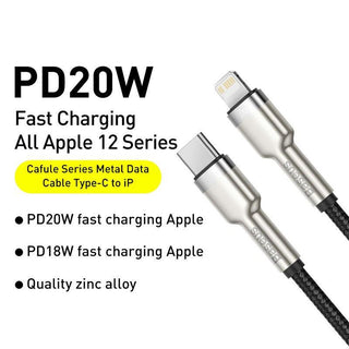 Baseus Cafule Metal PD 20W USB C to Lightning Cable Fast Charging - product details bulletpoints - b.savvi