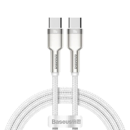 Baseus Cafule Metal USB C to USB C Cable 100W PD 5A Fast Charging - product variant white front - b.savvi
