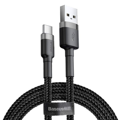 Baseus Cafule USB C Cable 3A Quick Charge - product main black front angled view - b.savvi