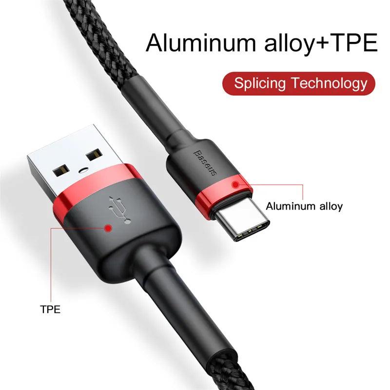 Baseus Cafule USB C Cable 3A Quick Charge - product details aluminium tpe - b.savvi