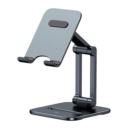 Baseus Desktop Biaxial Foldable Metal Stand for Phone Tablet - product main grey front angled view - b.savvi