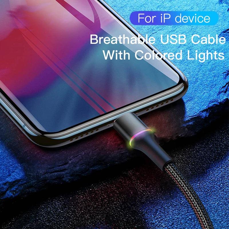 Baseus Halo Lightning Fast Charger Cable 2.4A Charging Data - product details breathable coloured led - b.savvi