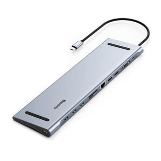 Baseus Laptop Docking Station 11-in-1 USB C Hub - product main grey front angled view - b.savvi