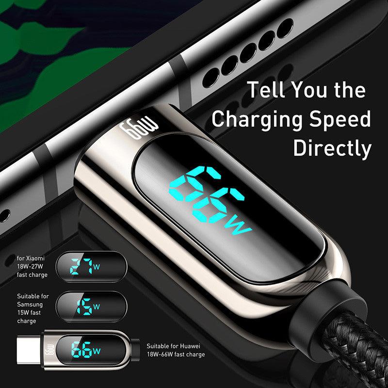 Baseus LED Display USB C Braided Cable 6A SuperCharge Data for Huawei - product details tell you charging speed - b.savvi