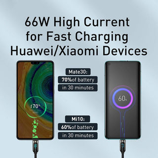 Baseus LED Display USB C Braided Cable 6A SuperCharge Data for Huawei - product details high current - b.savvi