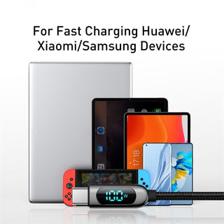 Baseus LED Display USB C to USB C 100W 5A PD Braided Cable Fast Charging - product details devices - b.savvi