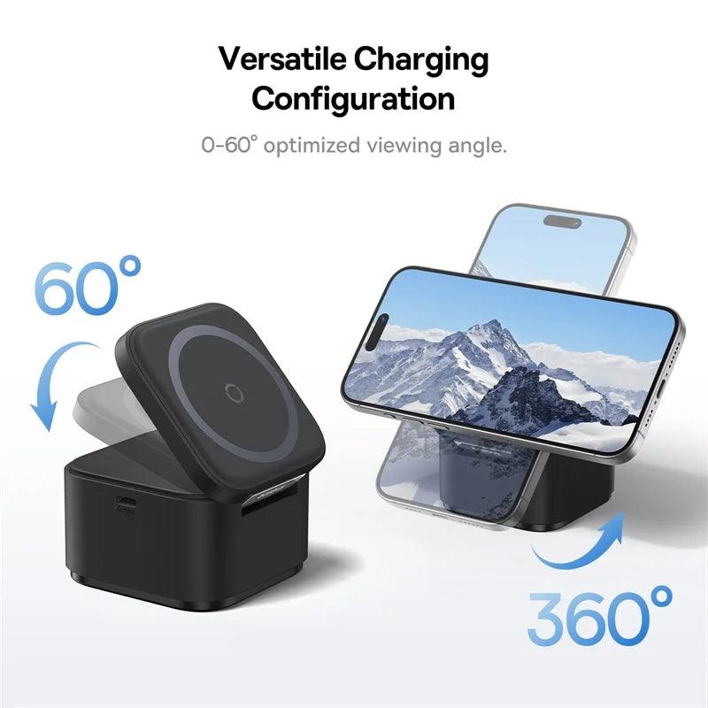 Baseus MagPro 2-in-1 25W Magnetic Wireless Charger for iPhone & AirPods - product details versatile charging - b.savvi