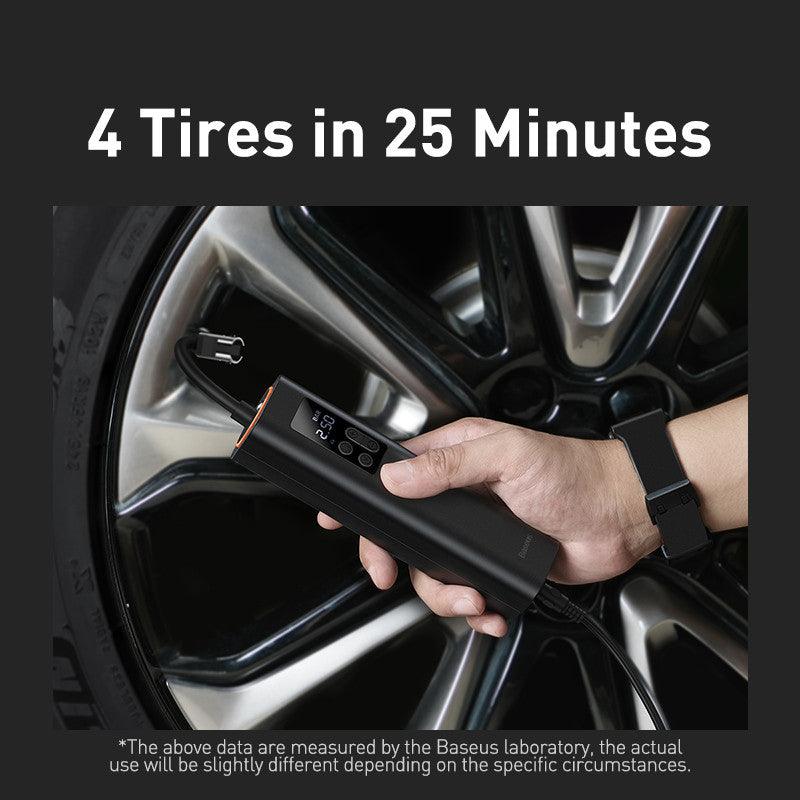 Baseus Mini Tyre Inflator Air Compressor, 150PSI Air Pump, Digital Display - product details 4 tires 25 minutes - b.savvi