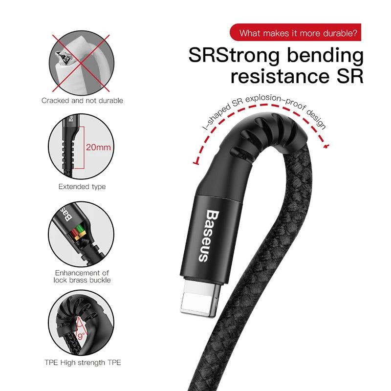 Baseus Spring Coil Lightning Charger Cable 2A Charging Data - product details sr bending - b.savvi