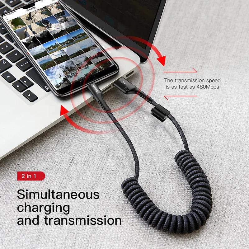 Baseus Spring Coil USB C Charger Cable 2A Charging Data - product details data transfer - b.savvi