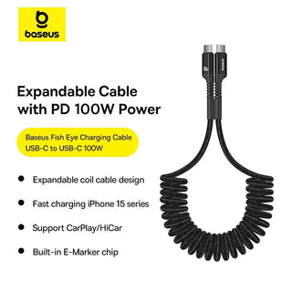 Baseus Spring Coil USB C to USB C Fast Charger Cable 100W 5A PD Charging - product details - b.savvi