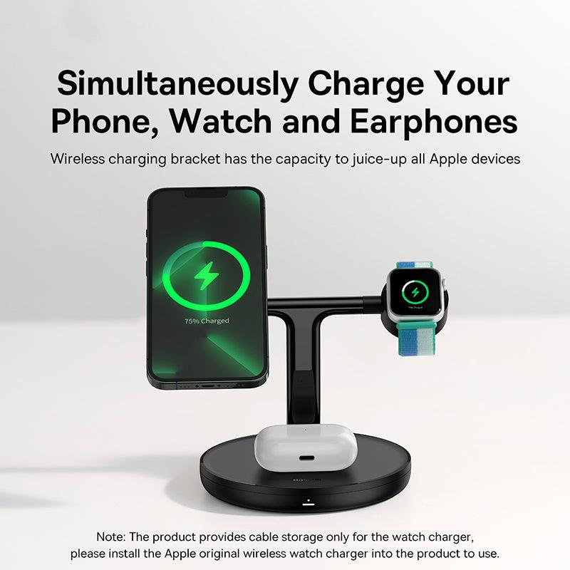 Baseus Swan 3-in-1 Wireless Magnetic Charging 20W for iPhone, Watch, AirPods - product details simultaneously charge - b.savvi