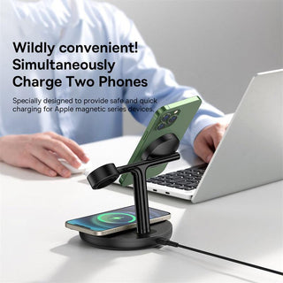 Baseus Swan 3-in-1 Wireless Magnetic Charging 20W for iPhone, Watch, AirPods - product details simultaneously charge two phones - b.savvi