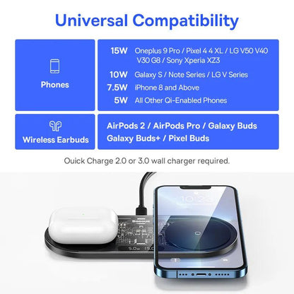 Baseus Transparent 20W Dual Wireless Charger with Digital LED Display - product details compatibility - b.savvi