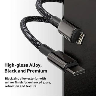 Baseus Tungsten PD 20W USB C to Lightning Cable Fast Charging - product details high gloss alloy - b.savvi