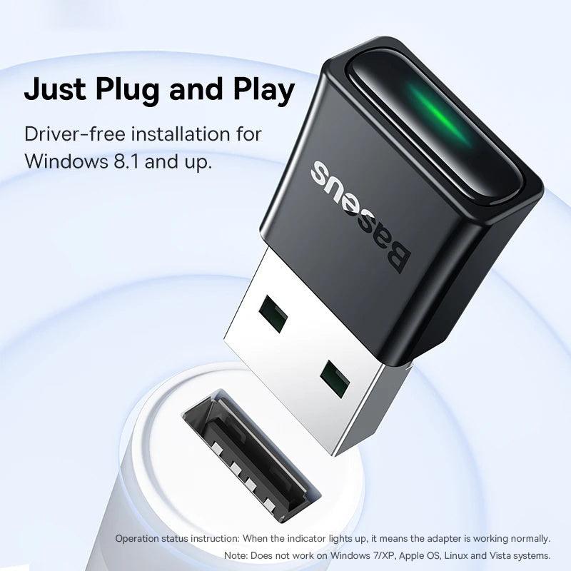 Baseus USB Bluetooth 5.3 Wireless Dongle Adapter Receiver for PC - product details plug and play - b.savvi