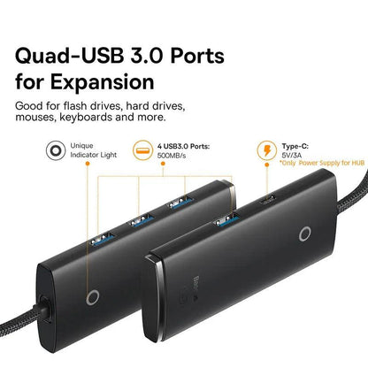 Baseus USB C Hub 4-in-1 Multi-Port Adapter 5Gbps USB-A 3.0 Ports - product details - b.savvi
