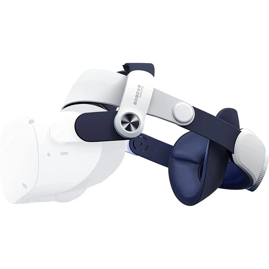 BOBOVR M2 Plus Head Strap for Quest 2 Enhanced Comfort & Reduce Facial Stress - product main blue white side angled view - b.savvi