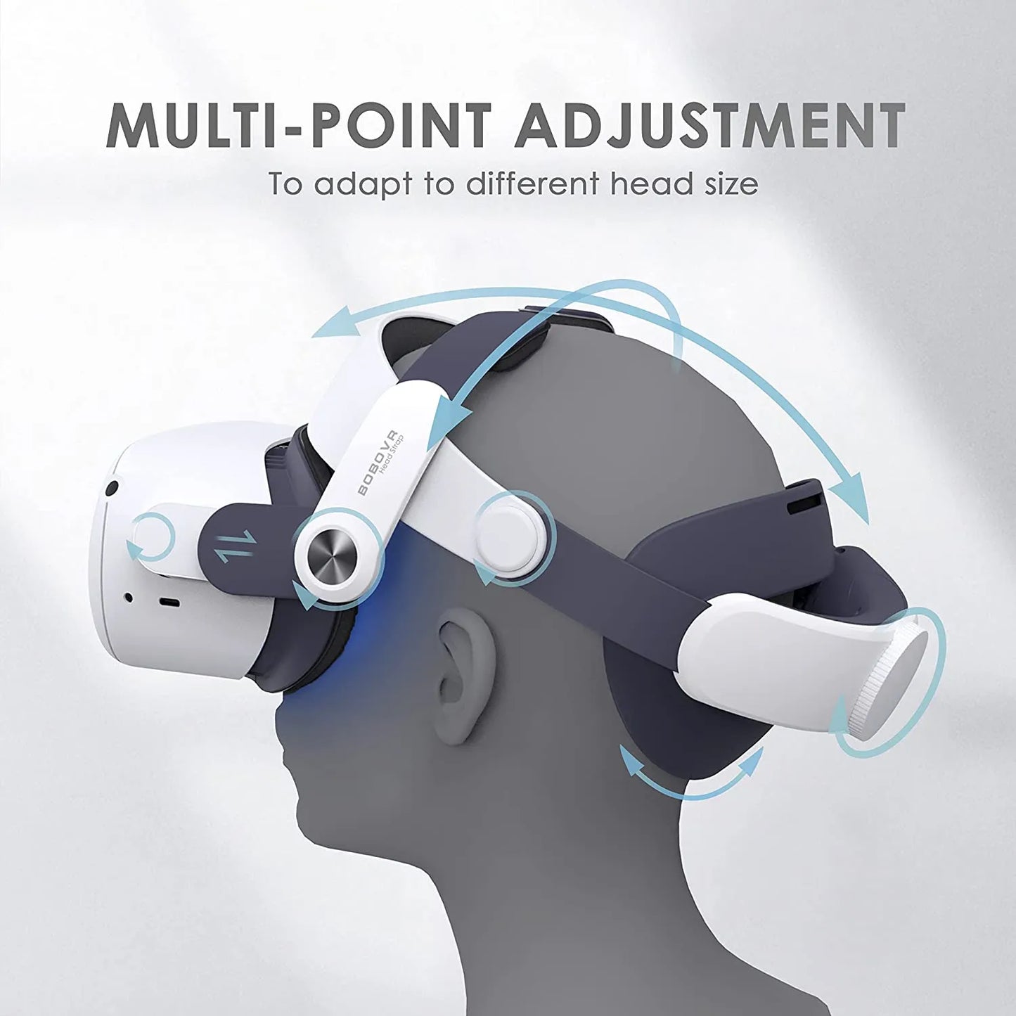 BOBOVR M2 Plus Head Strap for Quest 2 Enhanced Comfort & Reduce Facial Stress - product details multi point adjustment - b.savvi