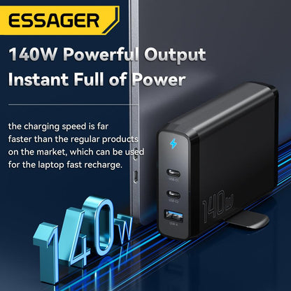 Essager 140W GaN3 USB C Desktop Charger - product details powerful output - b.savvi