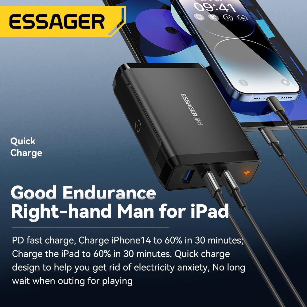 Essager 140W GaN3 USB C Desktop Charger - product details quick charge iphone 60% in 30mins - b.savvi