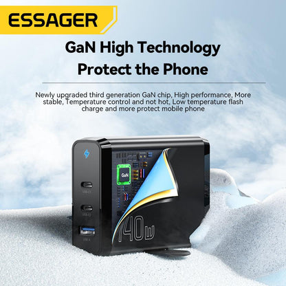 Essager 140W GaN3 USB C Desktop Charger - product details gan high technology - b.savvi