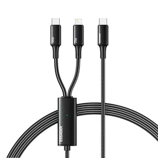 Essager 2 in 1 USB C to USB C & Lightning Cable 100W 5A Fast Charge - product main black front view - b.savvi