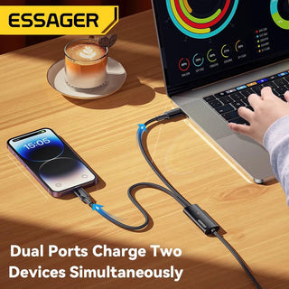 Essager 2 in 1 USB C to USB C & Lightning Cable 100W 5A Fast Charge - product details dual ports - b.savvi