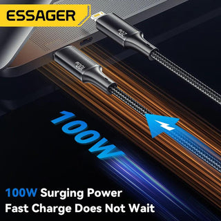 Essager 2 in 1 USB C to USB C & Lightning Cable 100W 5A Fast Charge - product details surging power - b.savvi