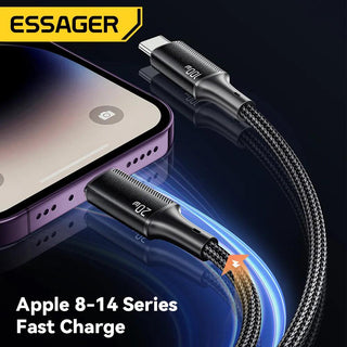 Essager 2 in 1 USB C to USB C & Lightning Cable 100W 5A Fast Charge - product details apple 8 to 14 series - b.savvi