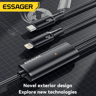 Essager 2 in 1 USB C to USB C & Lightning Cable 100W 5A Fast Charge - product details novel exterior design - b.savvi