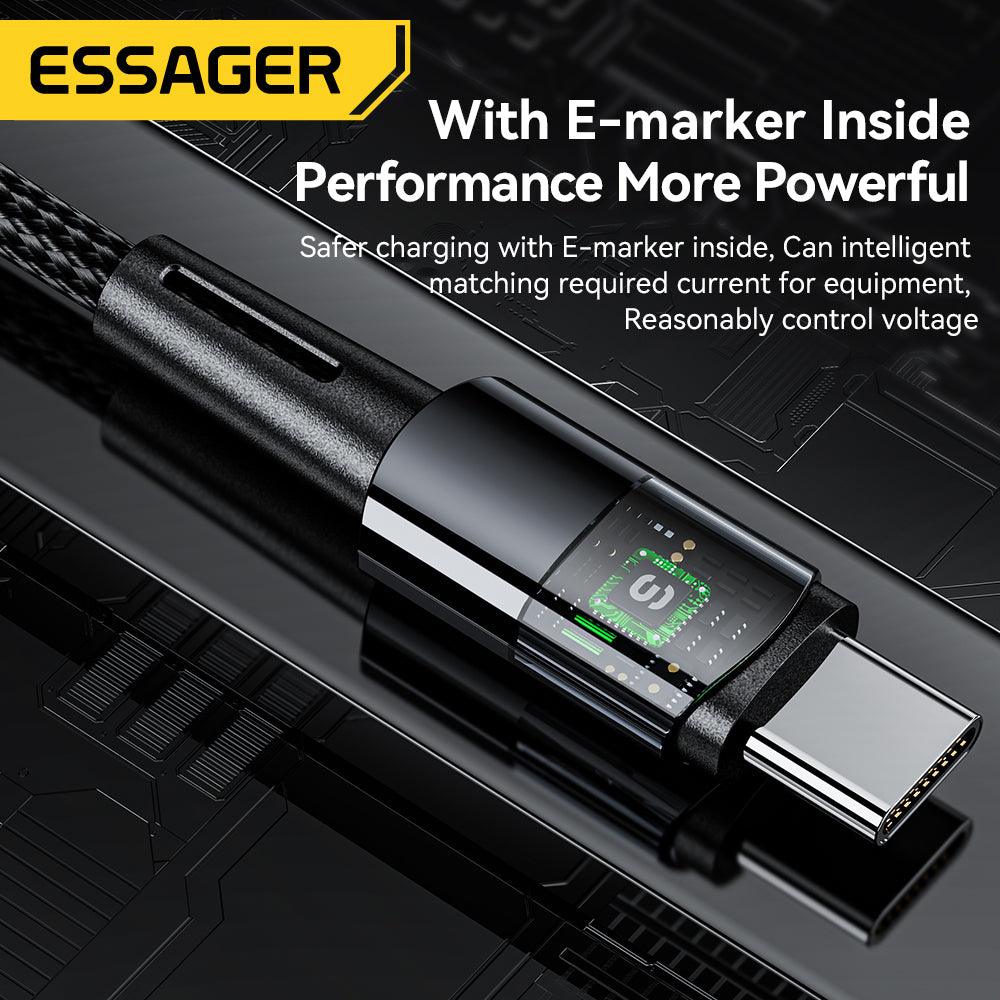 Essager 240W USB C to USB C Braided Cable 48V/5A PD3.1 Fast Charging - product details e marker chip - b.savvi