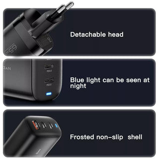 Essager 65W GaN USB C Fast Charger Plug 3-Port Wall Power Adapter - product details features - b.savvi