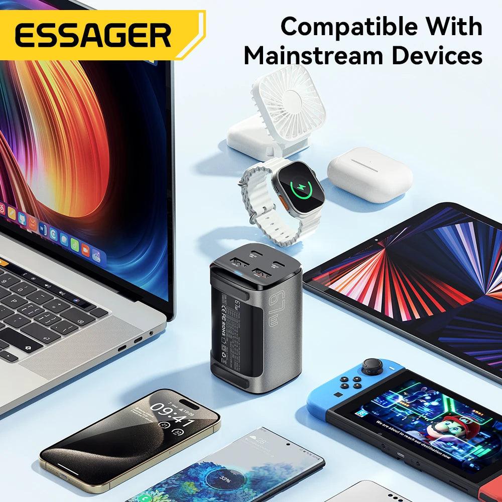 Essager 67W GaN USB C Desktop Fast Charger 4-Port Power Adapter - product details widely compatible - b.savvi