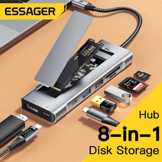 Essager 8-in-1 USB C Hub with 10Gbps M.2 NVMe SSD Enclosure - product details - b.savvi