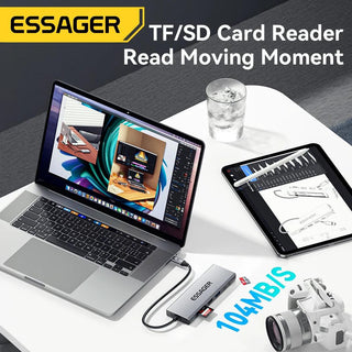 Essager 8-in-1 USB C Hub with 10Gbps M.2 NVMe SSD Enclosure - product details - b.savvi