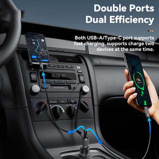 Essager Bluetooth 5.3 USB Car Charger 3.5mm AUX Adapter PD 35W with Mic