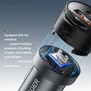 Essager Bluetooth 5.3 USB Car Charger 3.5mm AUX Adapter PD 35W with Mic
