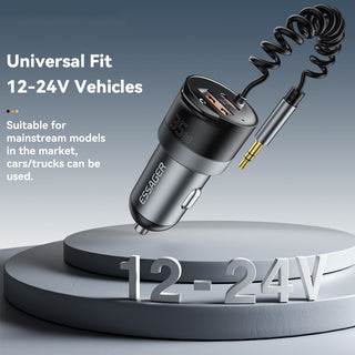 Essager Bluetooth 5.3 USB Car Charger 3.5mm AUX Adapter PD 35W with Mic