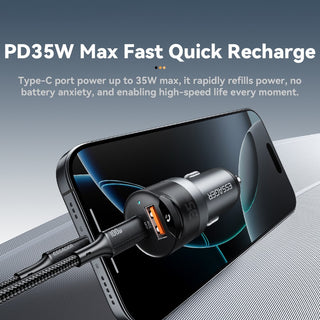 Essager Bluetooth 5.3 USB Car Charger 3.5mm AUX Adapter PD 35W with Mic