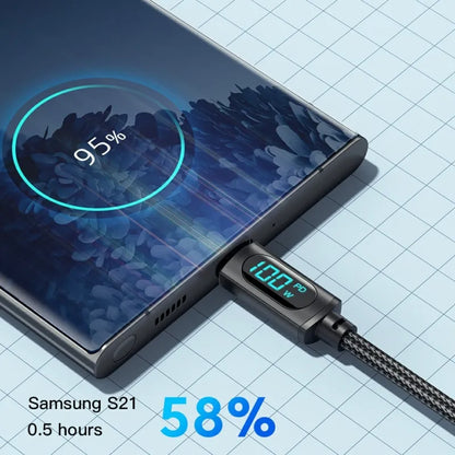 Essager LED Display 100W 5A PD USB C to USB C Cable Fast Charge - product details samsung s21 30mins 58% charge - b.savvi