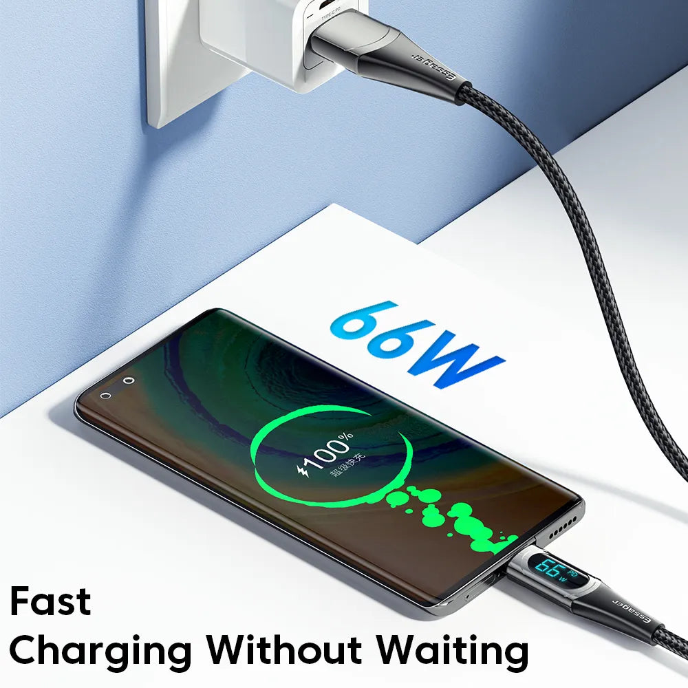 Essager LED Display USB A to USB C Cable 66W PD 6A Fast Charge - product details fast charging - b.savvi