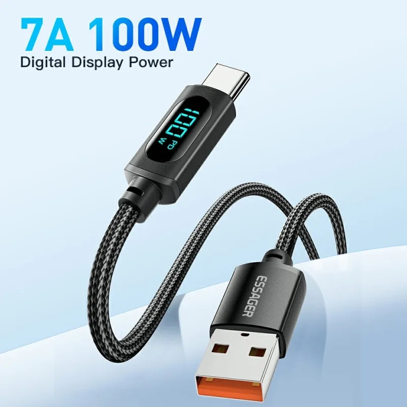 Essager LED Display USB C 100W 7A PD Cable Fast Charge - product details digital display power - b.savvi