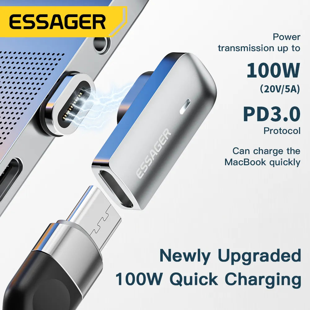 Essager Magnetic 90 Degree 20Gbps USB C Adapter 100W 5A USB3.2 Gen2x2 4K@60Hz - product details newly upgraded design - b.savvi