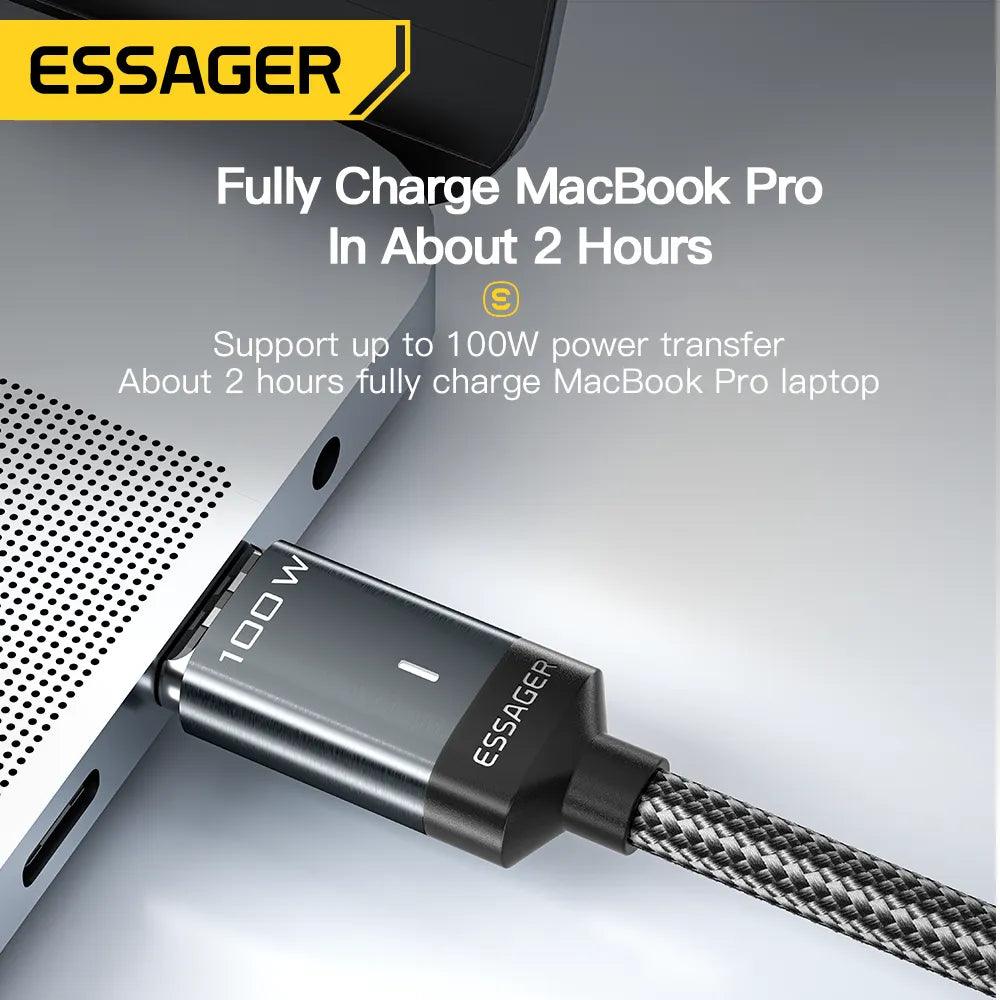 Essager Magnetic USB C to USB C Cable 100W PD 5A Fast Charge - product details fully charge macbook pro in 2 hours - b.savvi